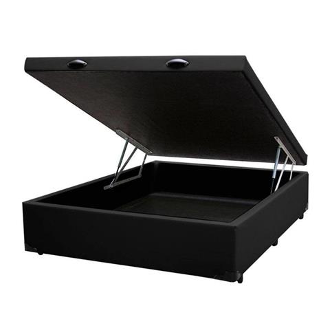 Base Baú Casal 138x 188x40 Corino Preto SR Movelaria