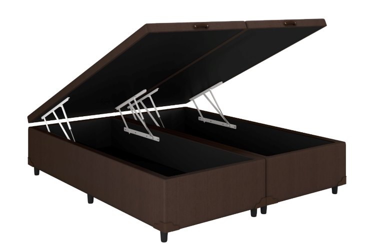 Baú Queen Bipartida Prime Confort 2 x 79x 198x44 Corino Marrom Issacar Prime