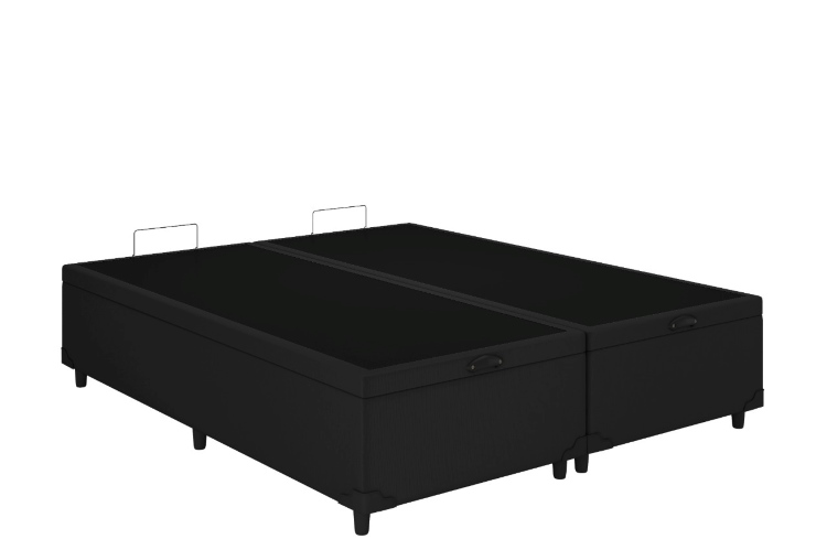 Baú Queen Bipartida Prime Confort 2 x 79x 198x44 Veludo Suede Preto Issacar Prime